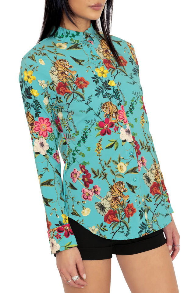 BlackMilk Clothing - Tropical Tiger Long Sleeve Business Shirt