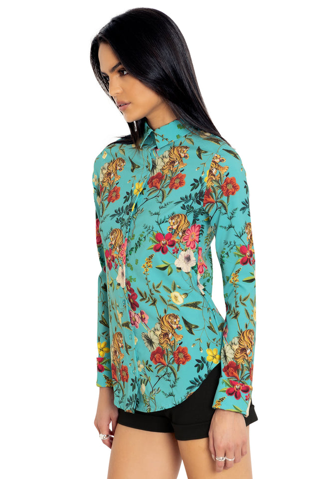 BlackMilk Clothing - Tropical Tiger Long Sleeve Business Shirt