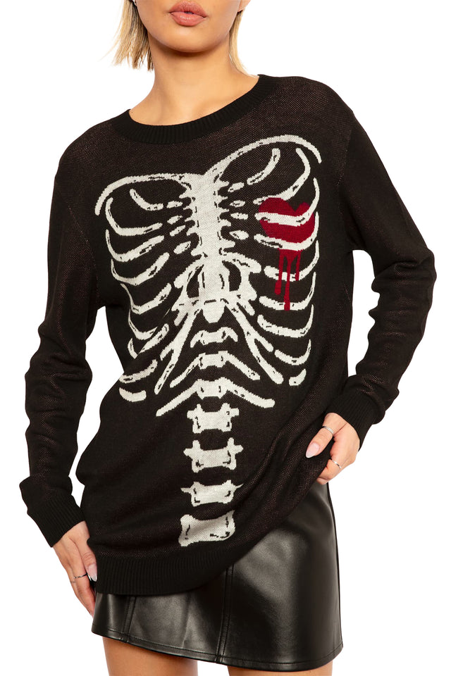 Under My Skin Knit Crew Neck Sweater Print