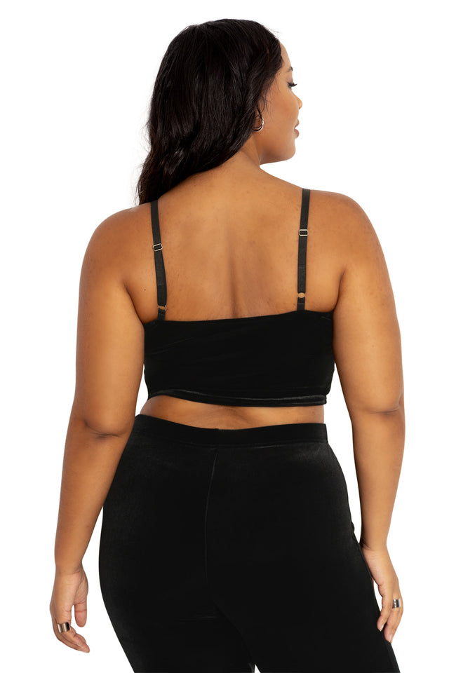 Velvet Black Strappy Crop