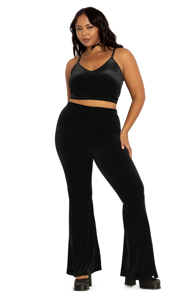 Velvet Black Strappy Crop