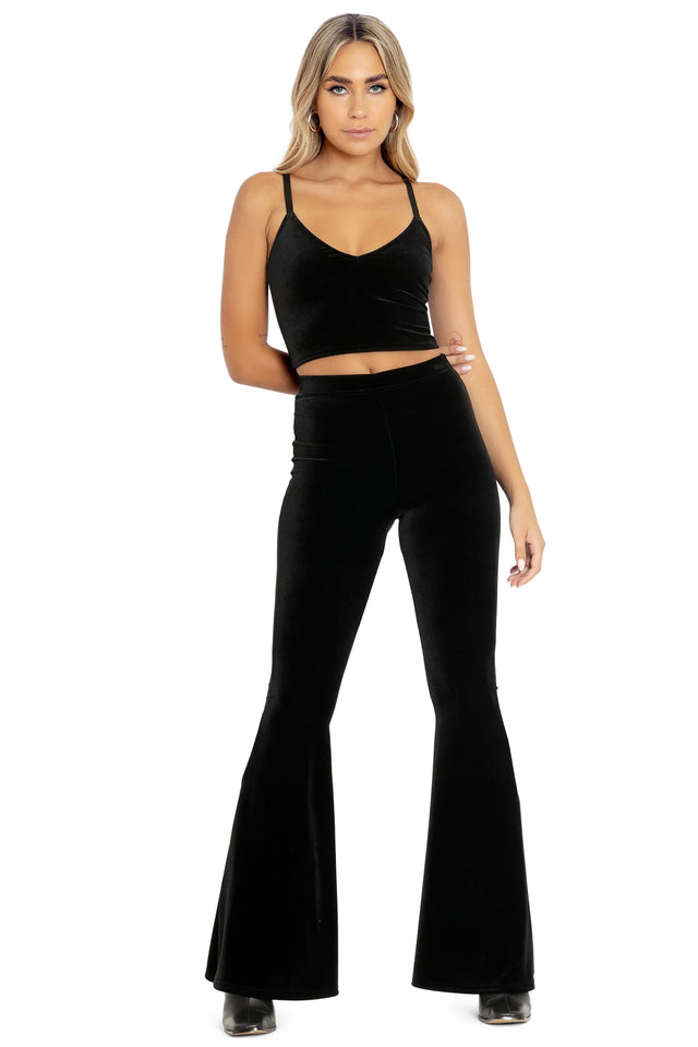 Velvet Black Strappy Crop