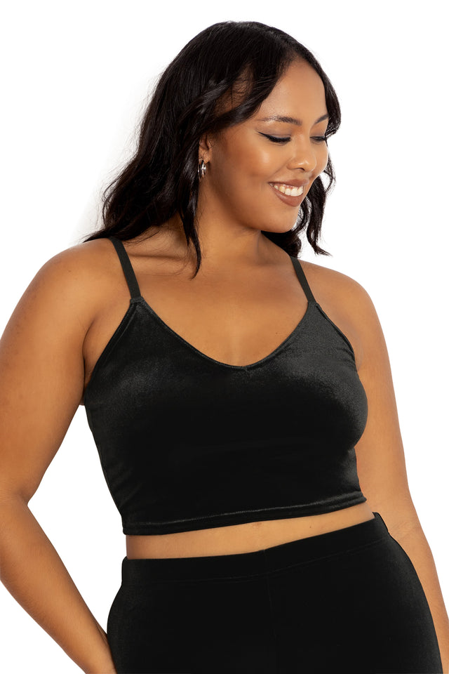 Velvet Black Strappy Crop