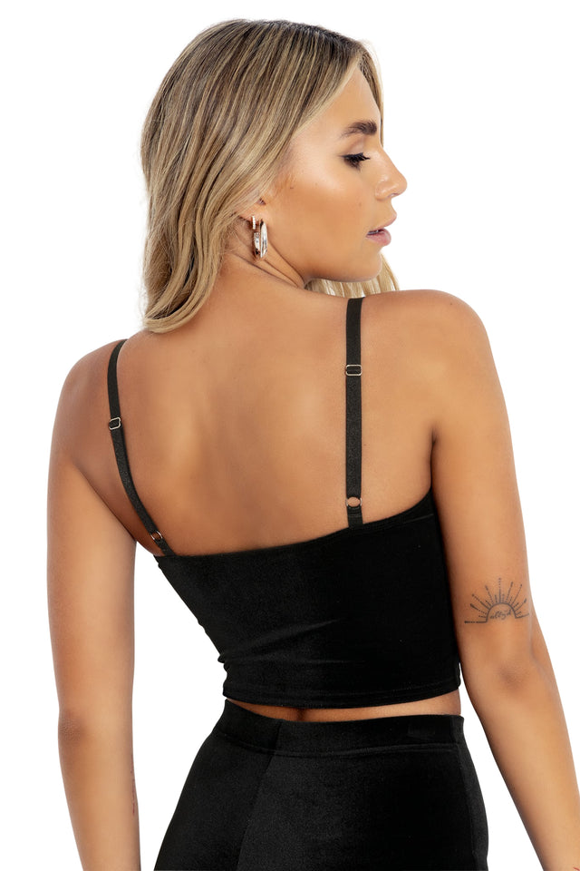 Velvet Black Strappy Crop