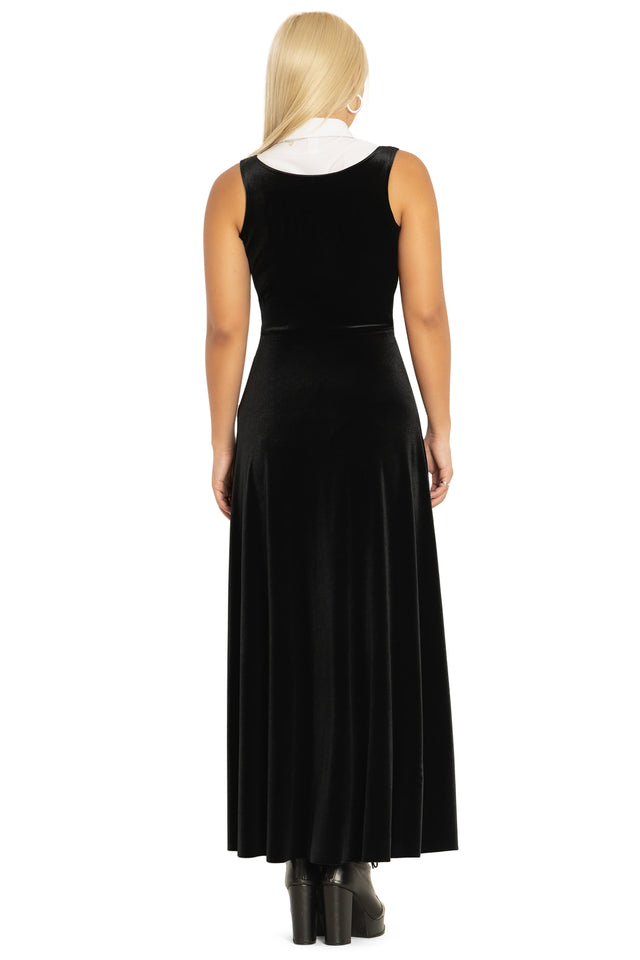 Velvet Black Underbust Maxi Dress Back 