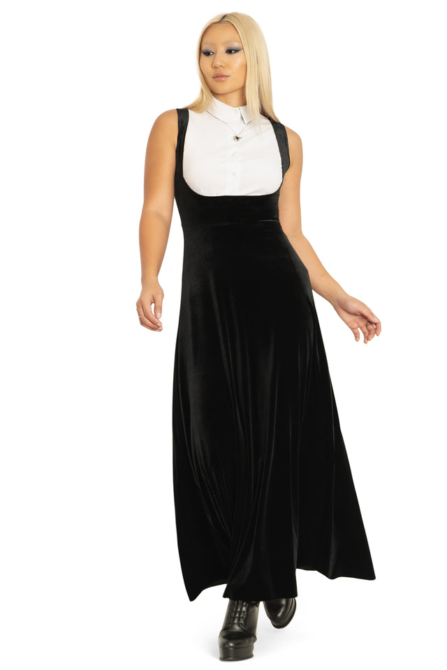 Velvet Black Underbust Maxi Dress Front 