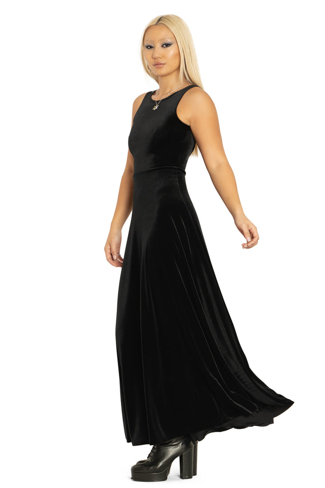 BlackMilk | Velvet Black Underbust Maxi Dress | Black | S BlackMilk | Velvet Black Underbust Maxi Dress | Black | S