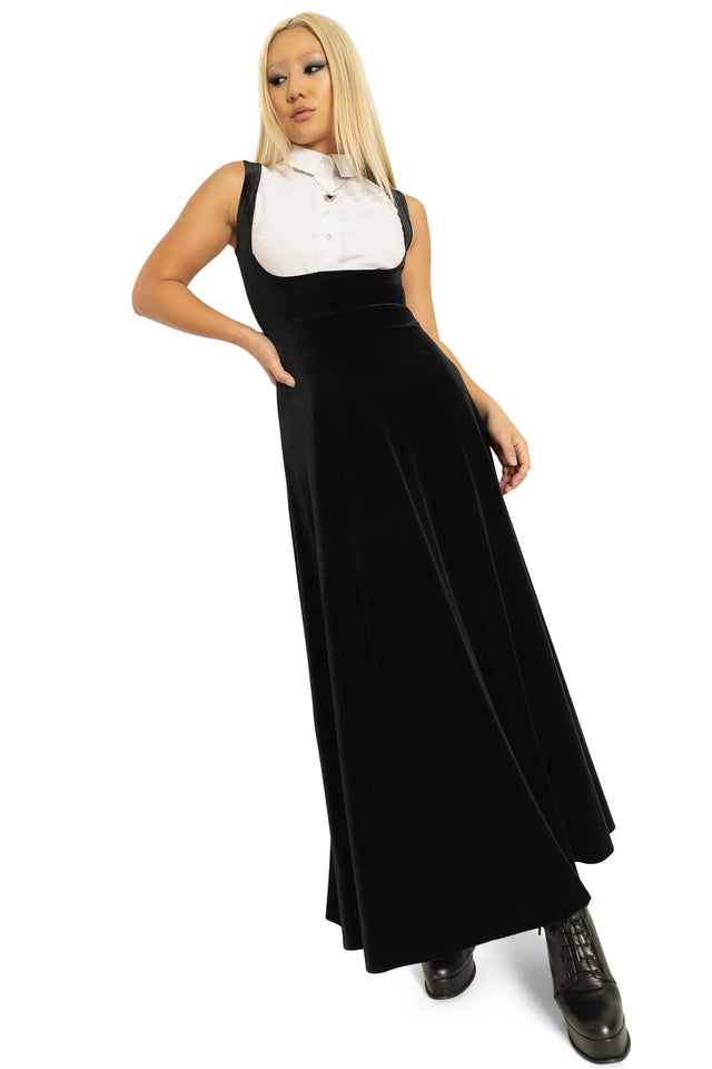 Velvet Black Underbust Maxi Dress Wide