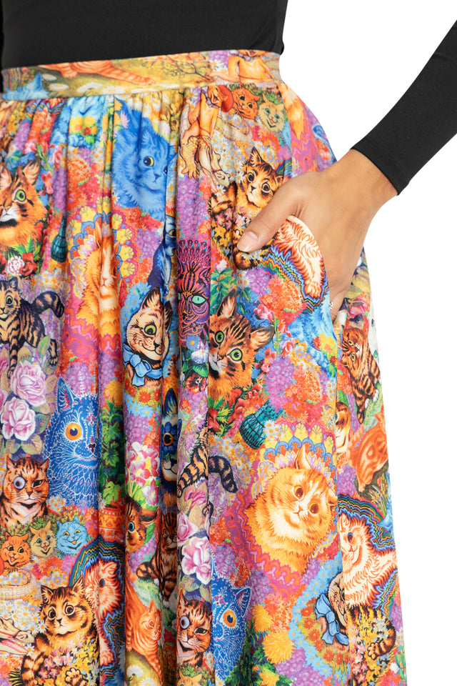 BlackMilk Clothing - Wain's Cats Pocket Midi Skirt