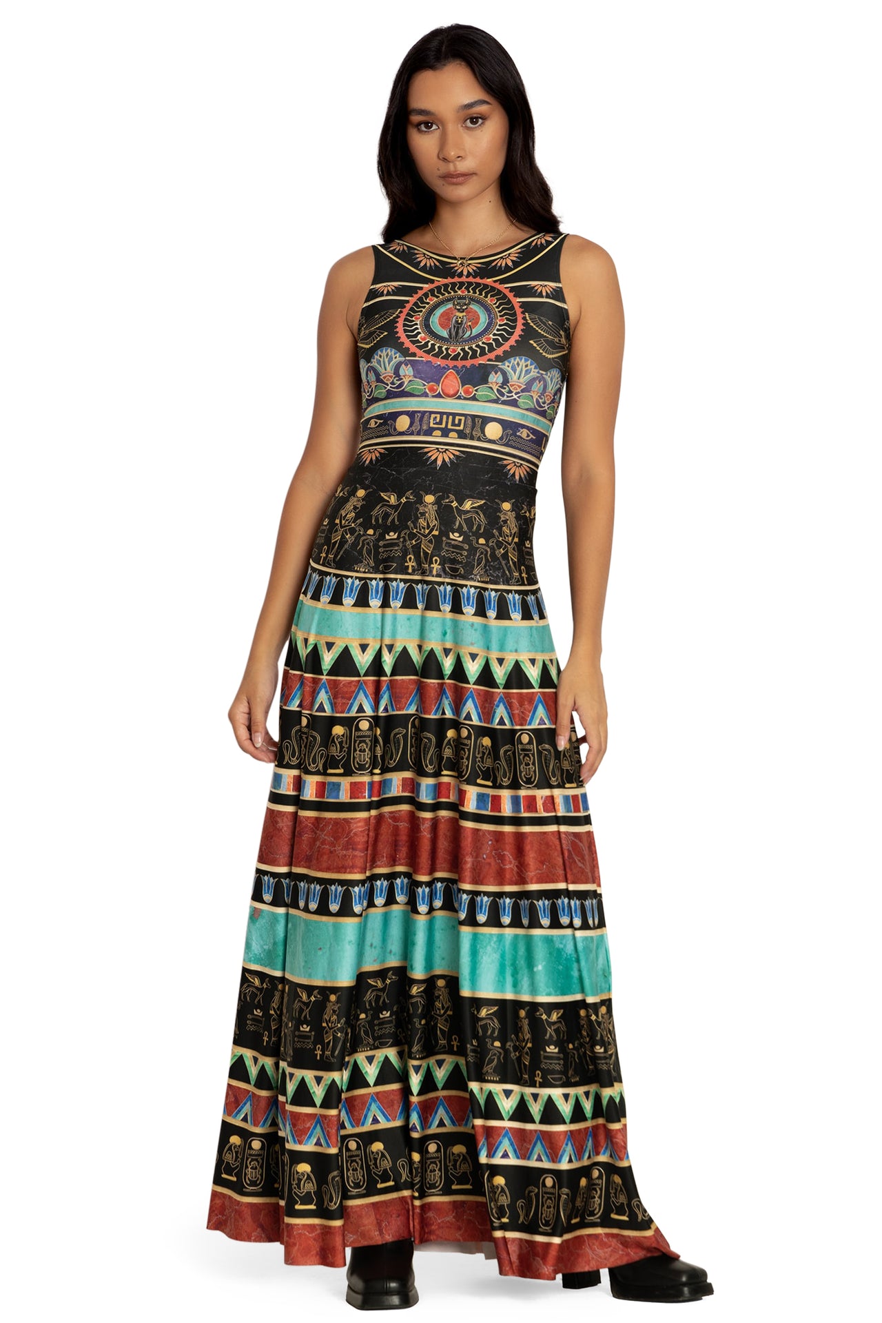 Afro Egypt Christmas Tank Maxi Dress Coat Of Arms Mix Egyptian Pattern LT15 main image 0