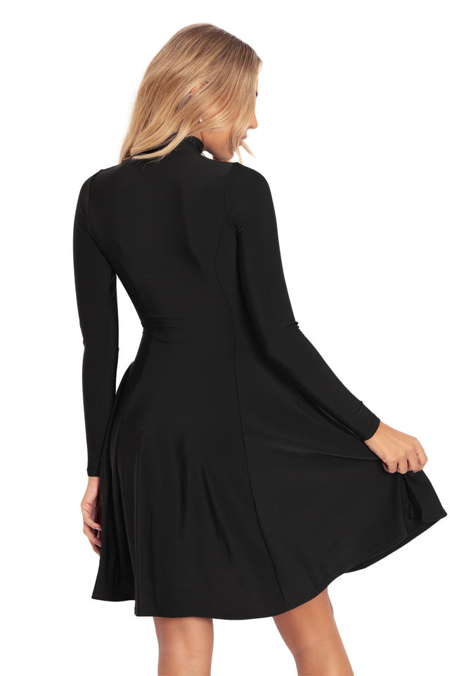 Warm Black Long Sleeve Evil Longline Dress