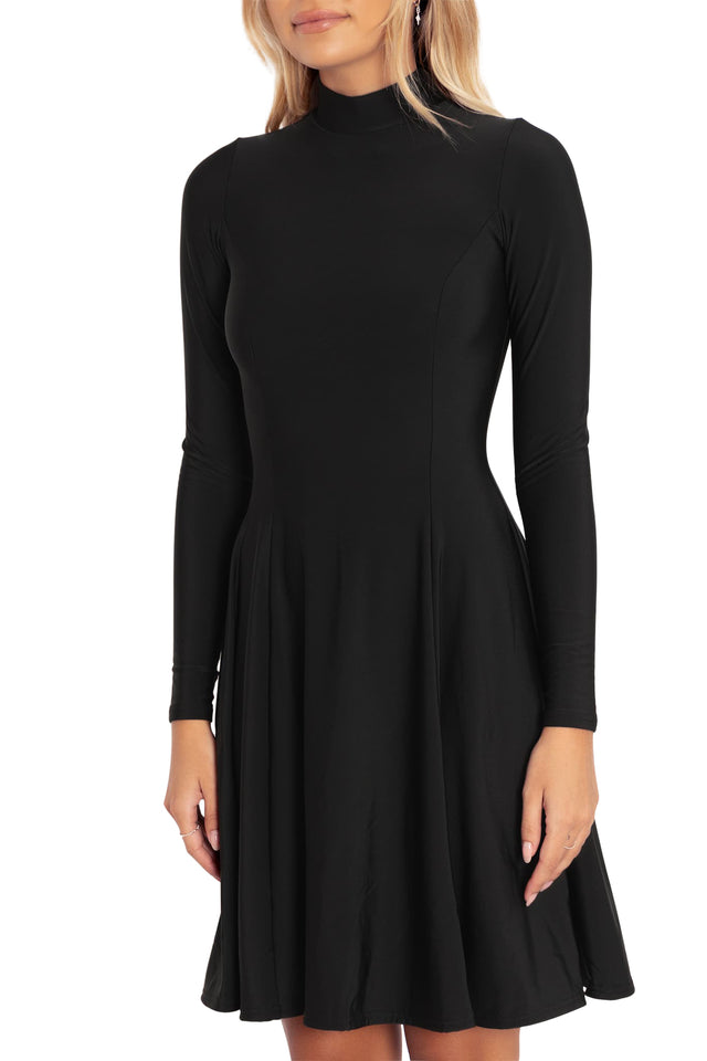 Warm Black Long Sleeve Evil Longline Dress