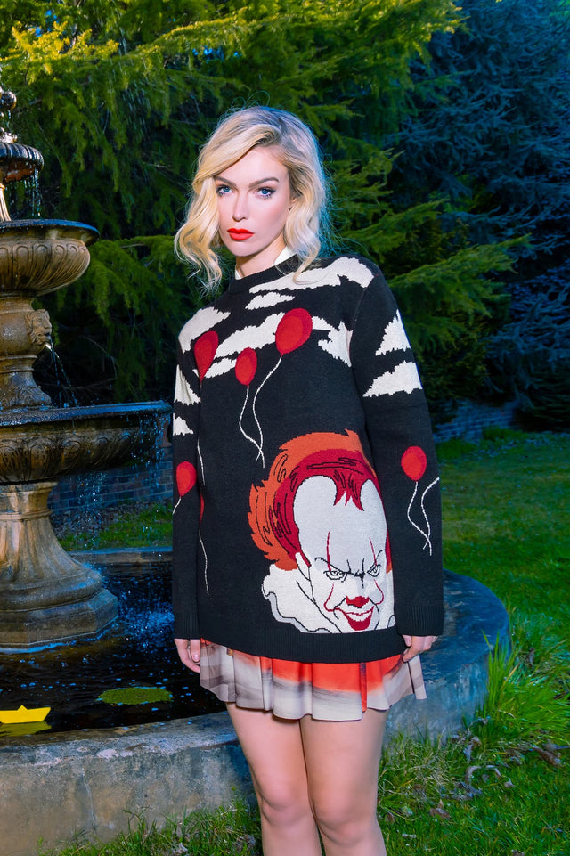 BlackMilk Clothing x Warner Brothers IT - We All Float Down Here Oversized Knit Sweater - Warner Bros. Merchandise - Collaboration apparel - Licenced.
