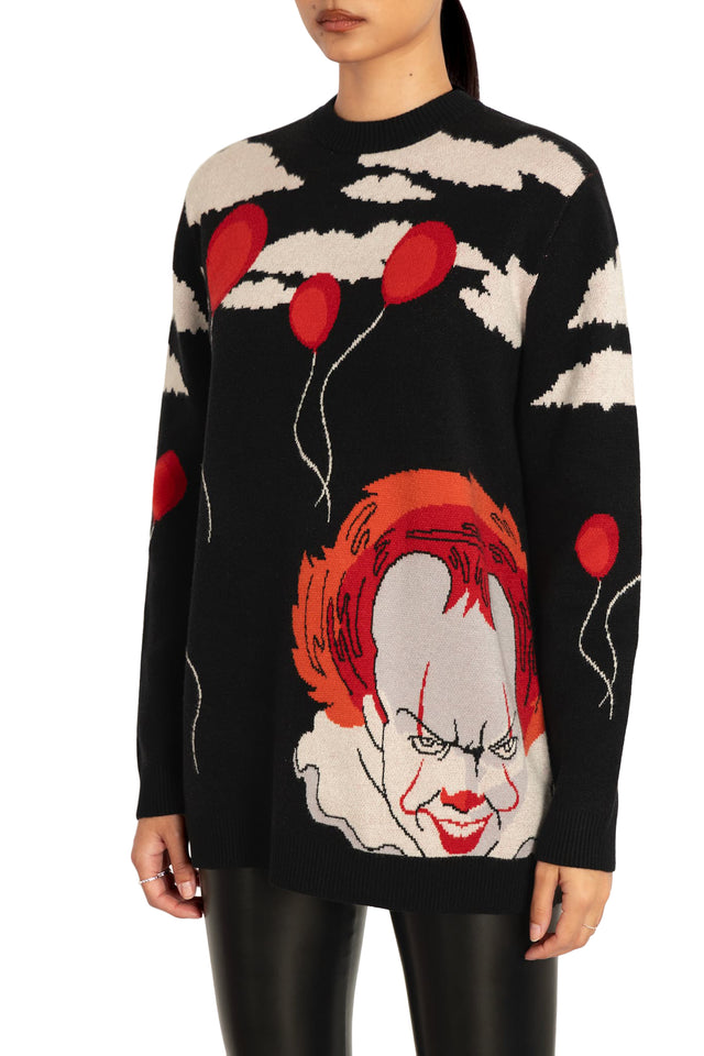 BlackMilk Clothing x Warner Brothers IT - We All Float Down Here Oversized Knit Sweater - Warner Bros. Merchandise - Collaboration apparel - Licenced.