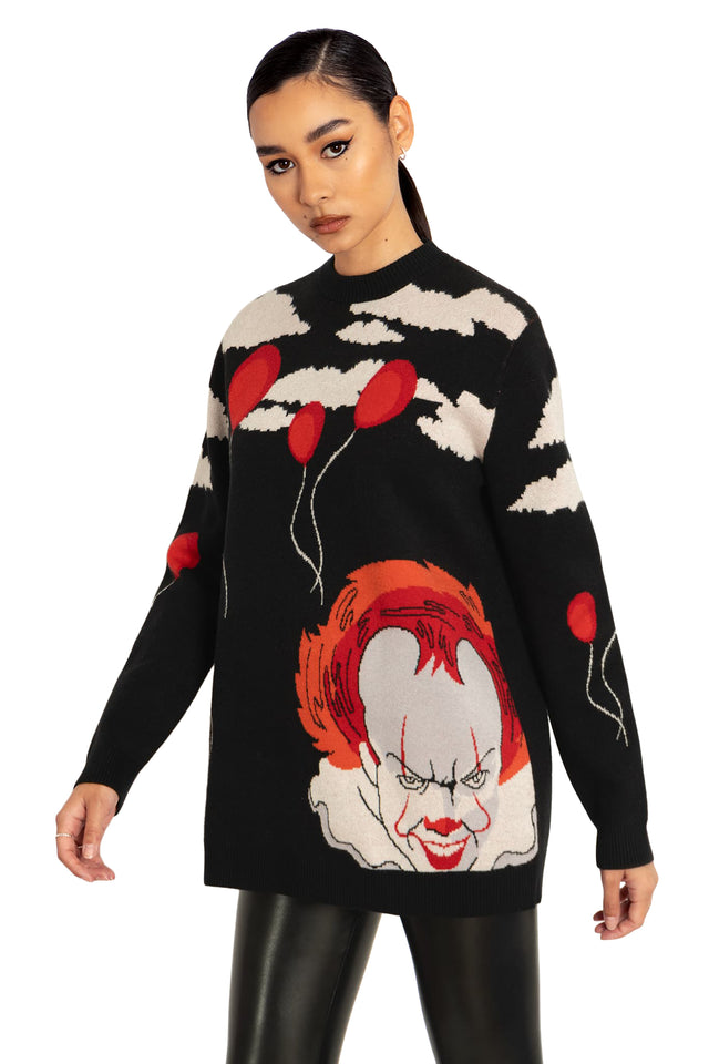 BlackMilk Clothing x Warner Brothers IT - We All Float Down Here Oversized Knit Sweater - Warner Bros. Merchandise - Collaboration apparel - Licenced.