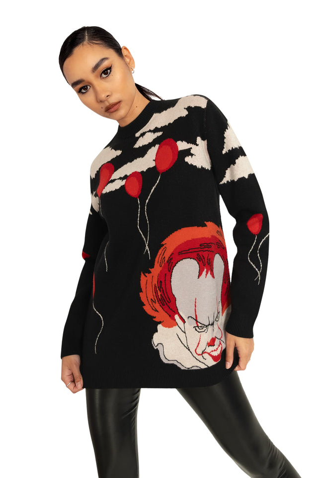 BlackMilk Clothing x Warner Brothers IT - We All Float Down Here Oversized Knit Sweater - Warner Bros. Merchandise - Collaboration apparel - Licenced.