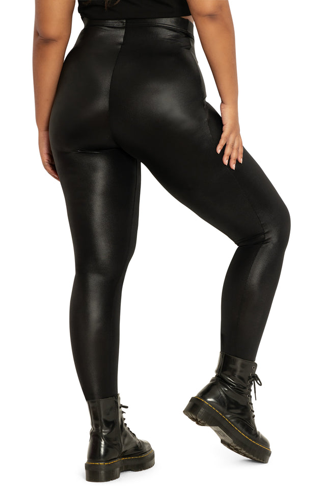 BlackMilk Clothing - Wet Look High Waisted Pocket Leggings