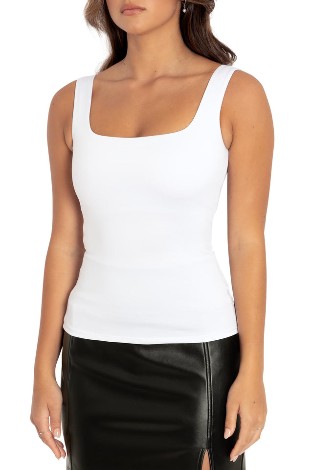 BlackMilk Clothing - White Matte Tank Top