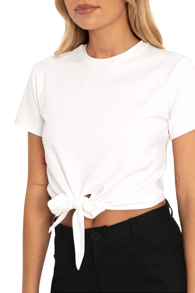 BlackMilk Clothing - White Tie Front Tee