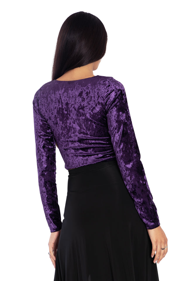 Wiccan Crushed Velvet Long Sleeve Pentagram Top Back