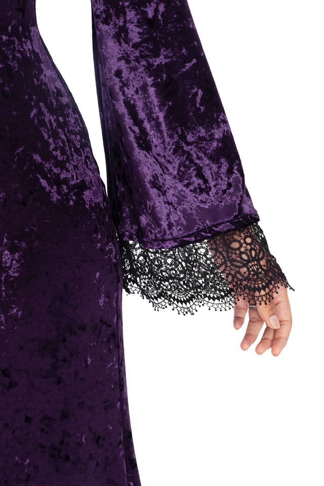 Wiccan Crushed Velvet Split Front Maxi Dress - Limited BlackMilk Clothing Wiccan Crushed Velvet Split Front Maxi Dress - Limited BlackMilk Clothing