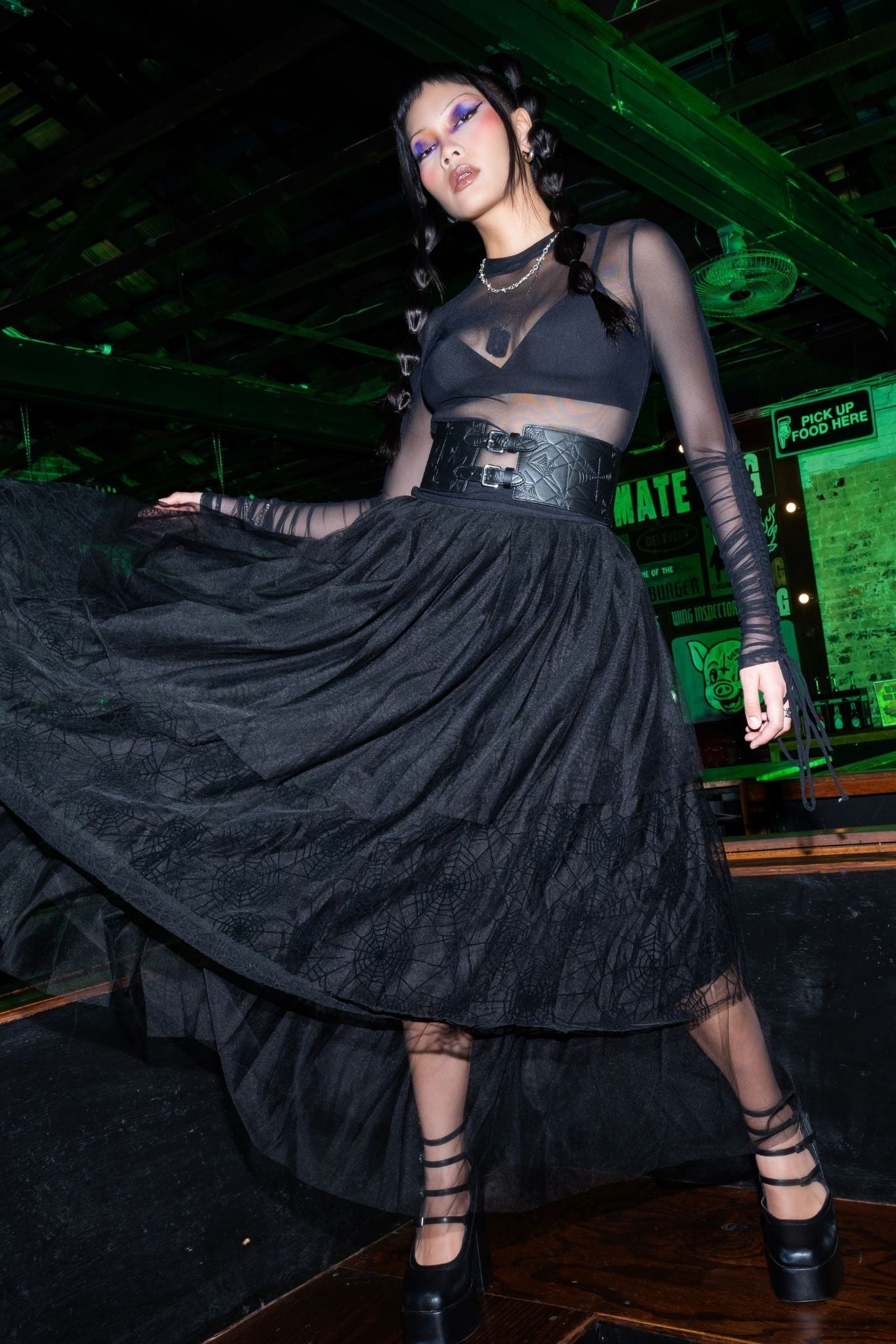 Widow's Weave Tulle Midi Skirt - Limited – BlackMilk Clothing