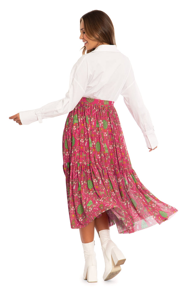 Wild Christmas Two Tier Sheer Midaxi Skirt