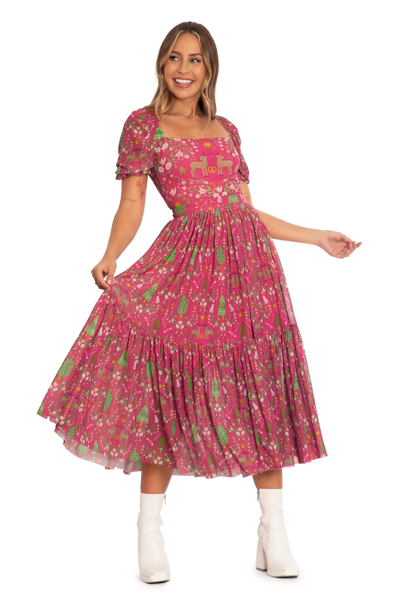 Wild Christmas Two Tier Sheer Midaxi Skirt - Limited