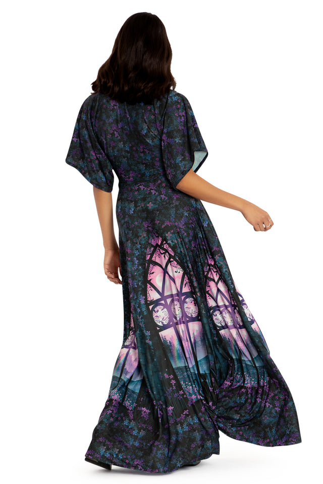 Window To The Spirit Realm Slinky Kimono Maxi Dress Back