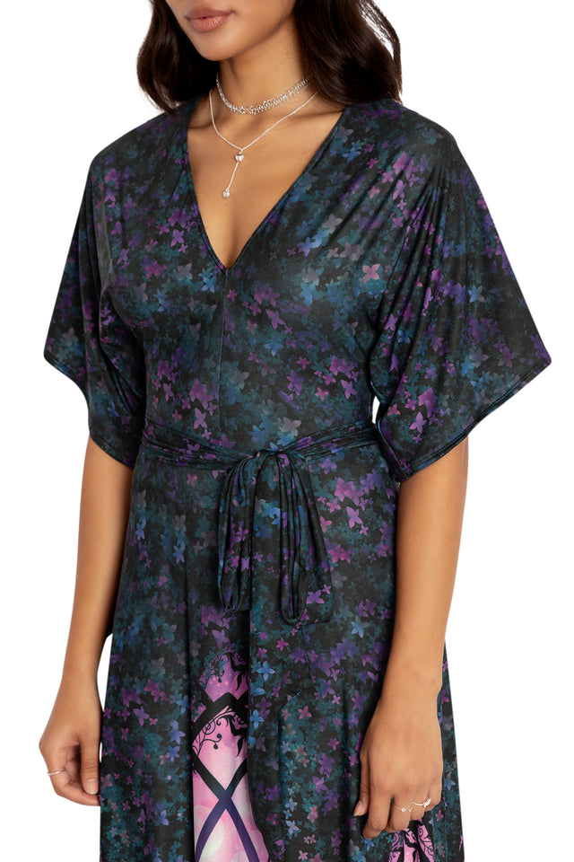 Window To The Spirit Realm Slinky Kimono Maxi Dress Front