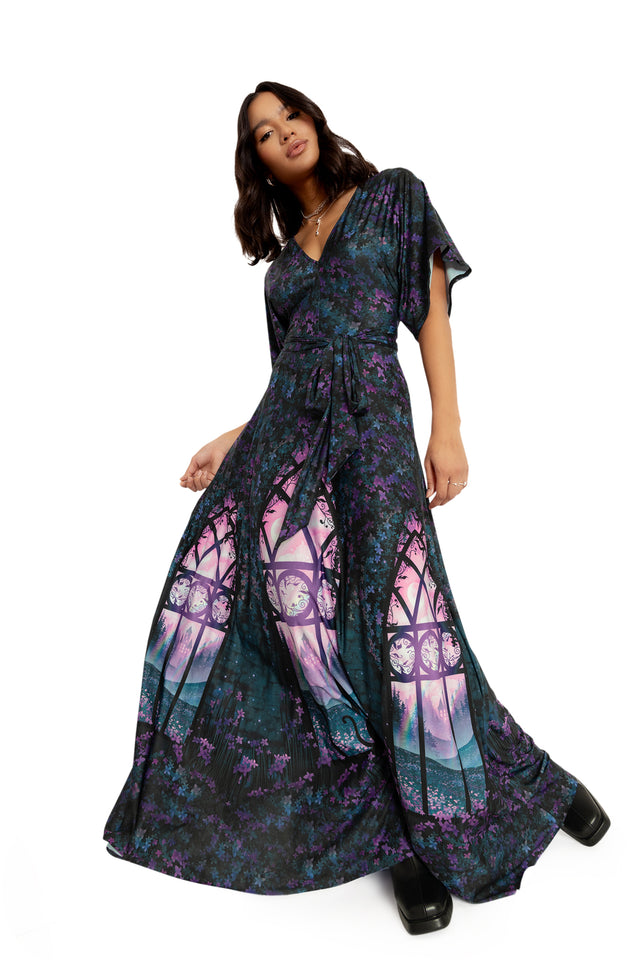 Window To The Spirit Realm Slinky Kimono Maxi Dress Wide