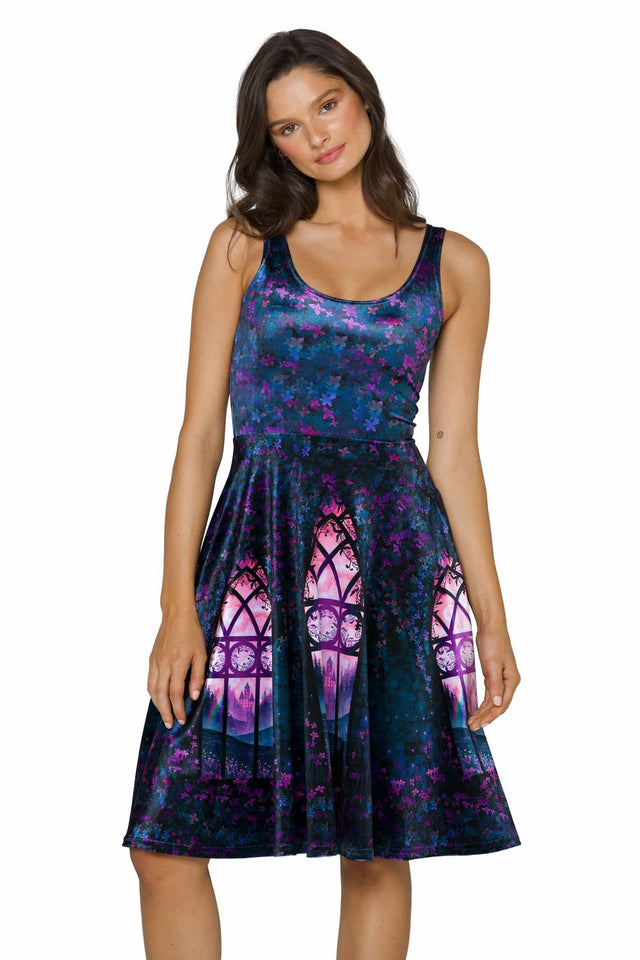 Window To The Spirit Realm Velvet Scoop Midi Dress