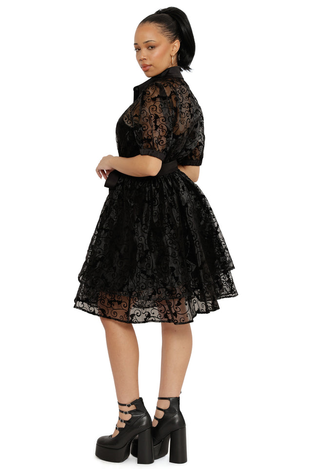 Witching Hour Puff Sleeve Buttoned Dress