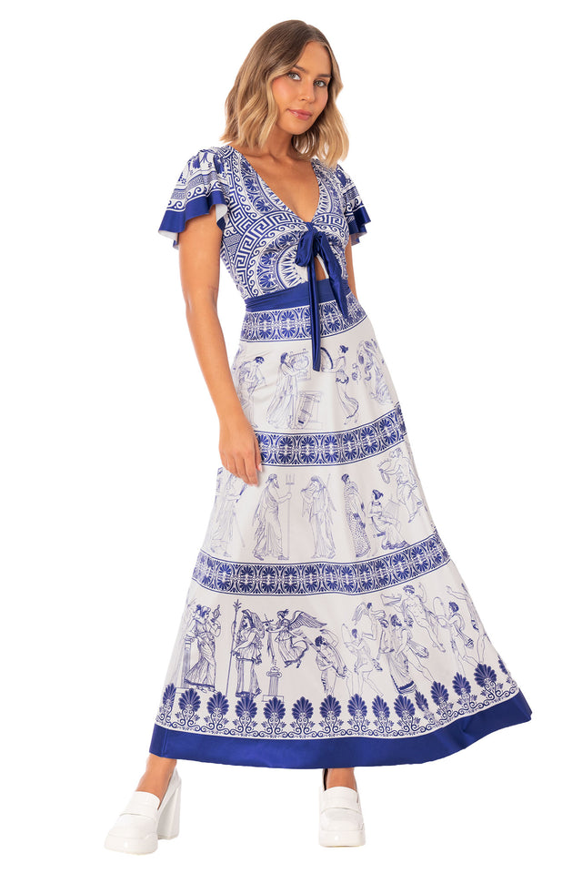 classical print dress Ovinyer Dress Women Print O-Neck Short Sleeve Classical Evening Party Prom Dress Ladies Beach Sundress