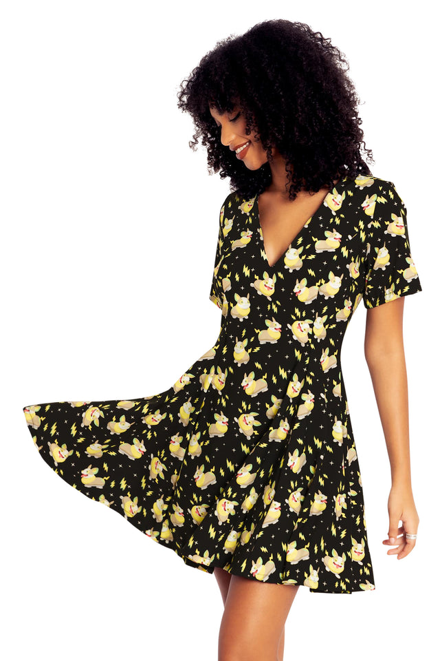 BlackMilk Clothing x Pokemon - Yamper V Dress - Pokémon Merchandise - Collaboration apparel - Licenced.