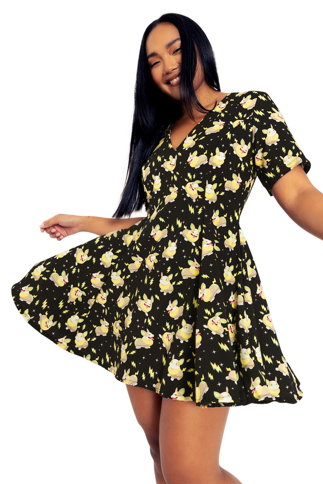 BlackMilk Clothing x Pokemon - Yamper V Dress - Pokémon Merchandise - Collaboration apparel - Licenced.