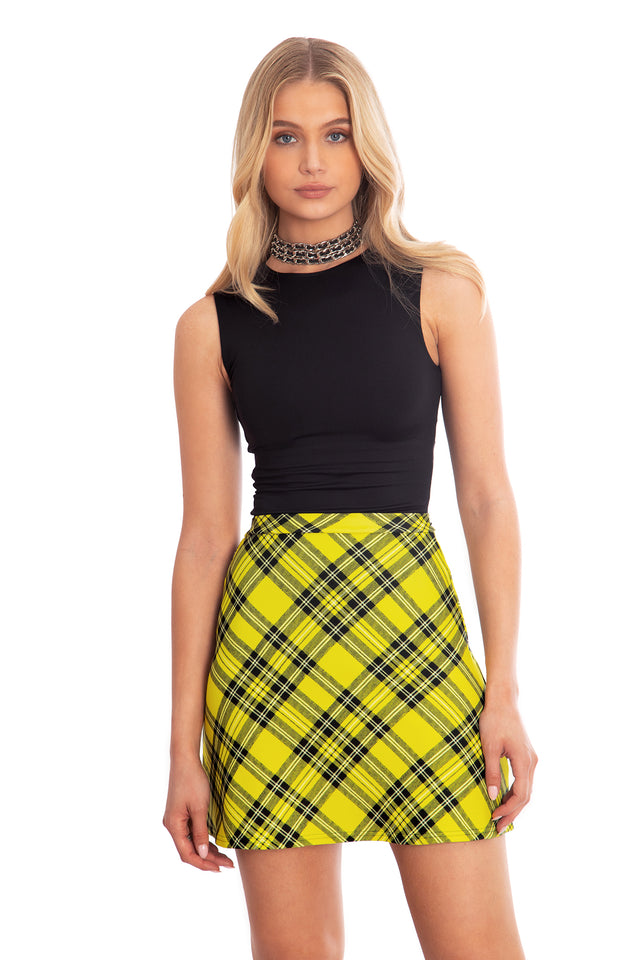 Tartan Yellow A-Line Skirt