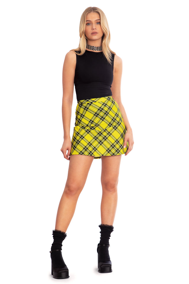 Tartan Yellow A-Line Skirt