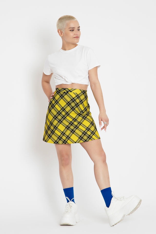 Tartan Yellow A-Line Skirt