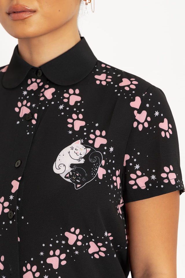 Yin Cat Yang Cat Cute As A Button Shirt