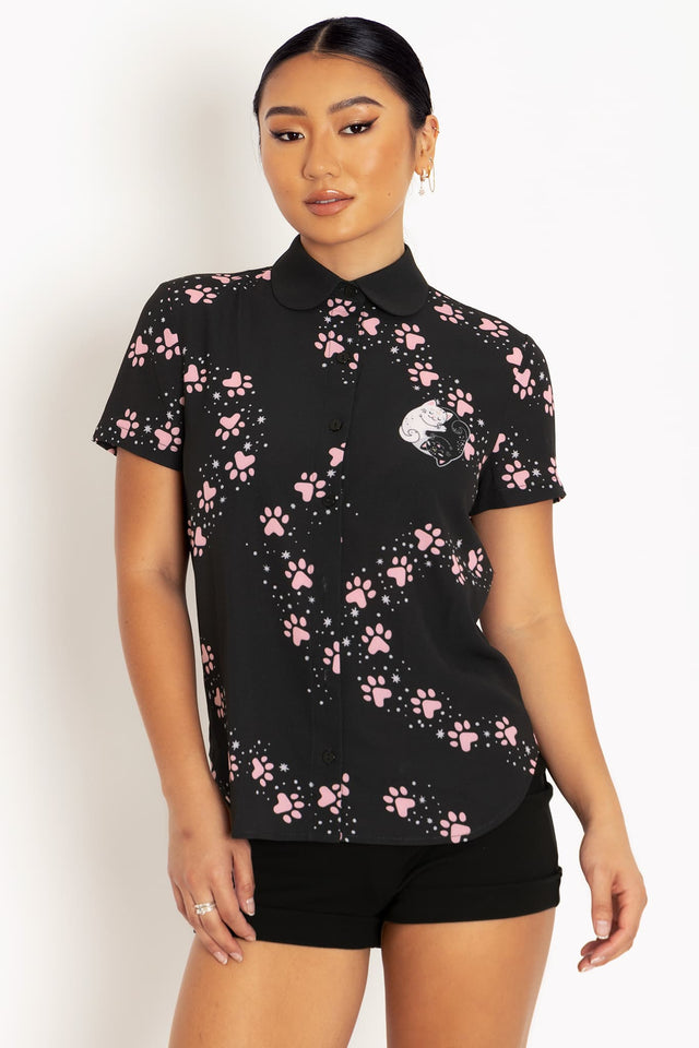 Yin Cat Yang Cat Cute As A Button Shirt