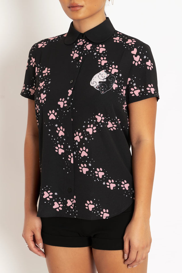 Yin Cat Yang Cat Cute As A Button Shirt