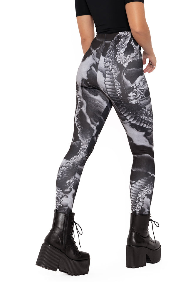 ascending dragon descending dragon high waisted matte finish leggings back 