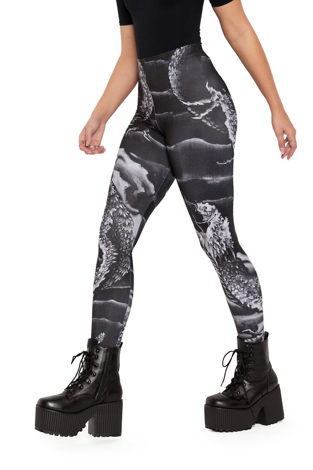 ascending dragon descending dragon high waisted matte finish leggings side 