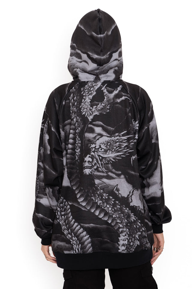 BlackMilk Clothing - ascending dragon descending dragon oversized hoodie