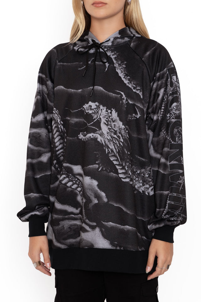 ascending dragon descending dragon oversized hoodie print  