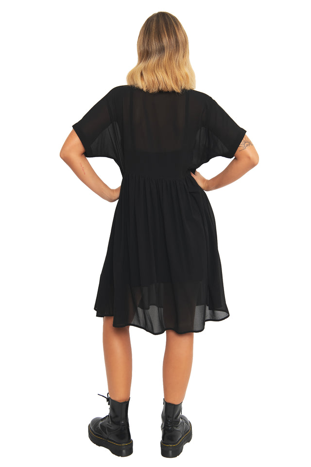 Black Sheer Smock Dress - Sample