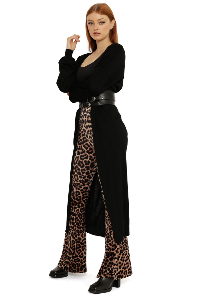 Longline Black Super Cardigan with an open front and cozy knit texture, designed for an effortless layered look.