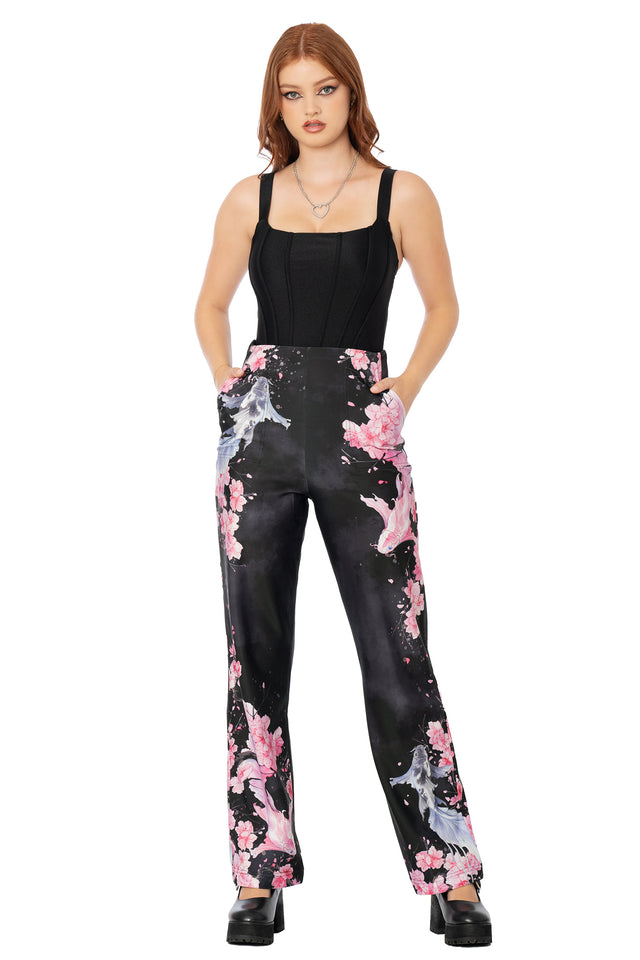 Koi Black High Waisted Straight Leg Pants