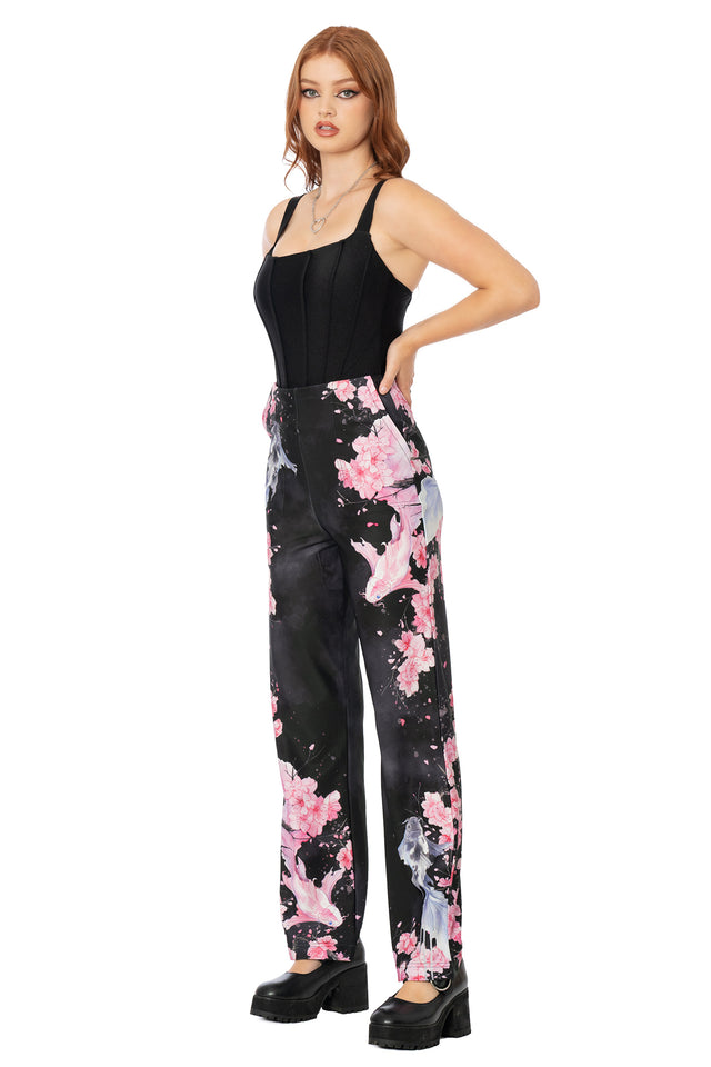Koi Black High Waisted Straight Leg Pants